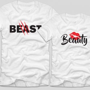 tricouri-albe-pentru-cupluri-beauty-and-the-beast