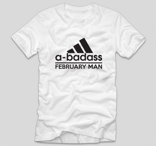 tricou-aniversare-luna-nasterii-haios-model-engleza-alb-adidas-a-badass-february-man