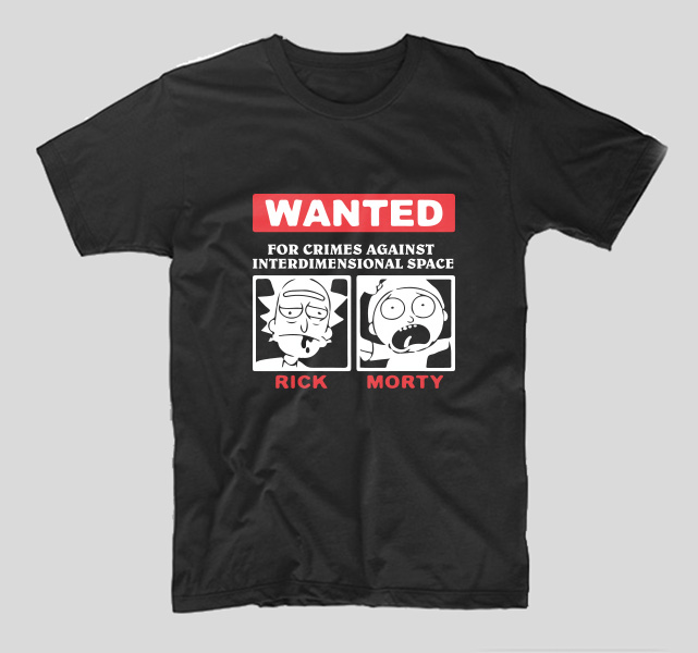 tricou-haios-rick-and-morty-rick-si-morty-wanted-for-crimes-against-interdimensional-space-negru