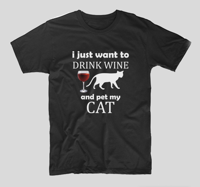 tricou-negru-cu-mesaj-haios-i-just-want-to-drink-wine-and-pet-my-cat