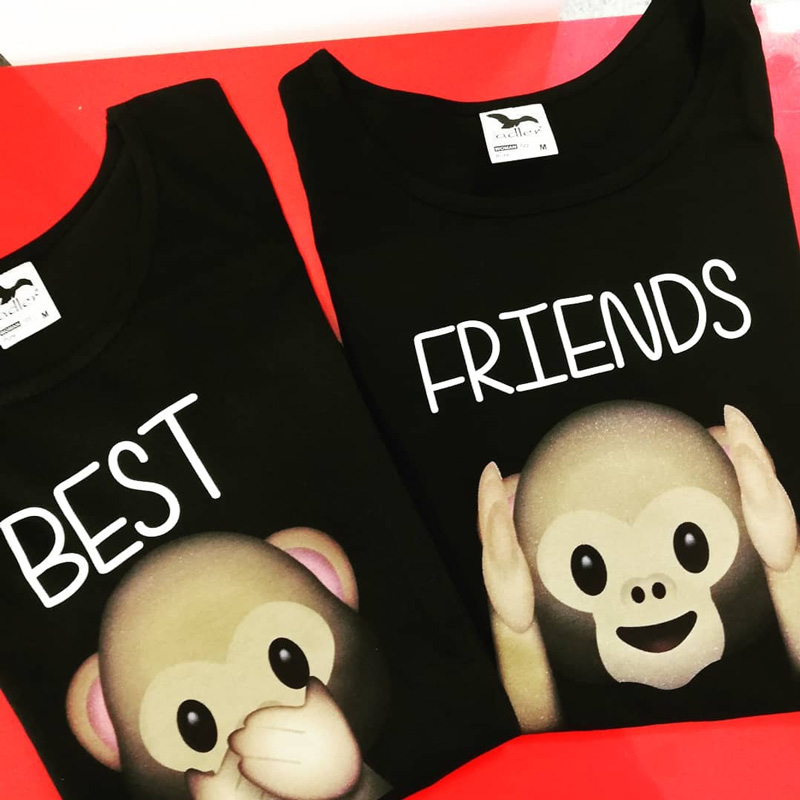 tricouri-best-friends-negre-maimute-emoji
