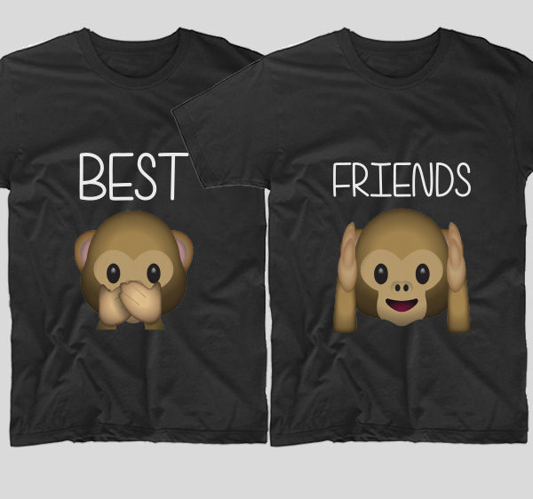 tricouri--negre-bff-best-friends-emoji-monkeys-maimute-maimutici