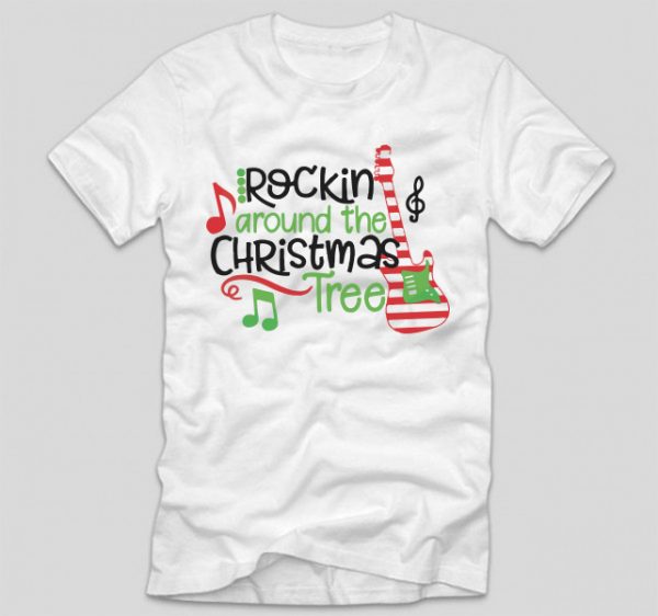 tricou-alb-cu-mesaj-haios-craciun-rockin-around-the-christmas-tree